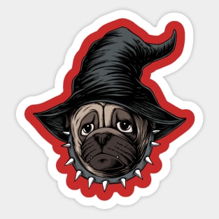 Pug witch halloween costume Sticker